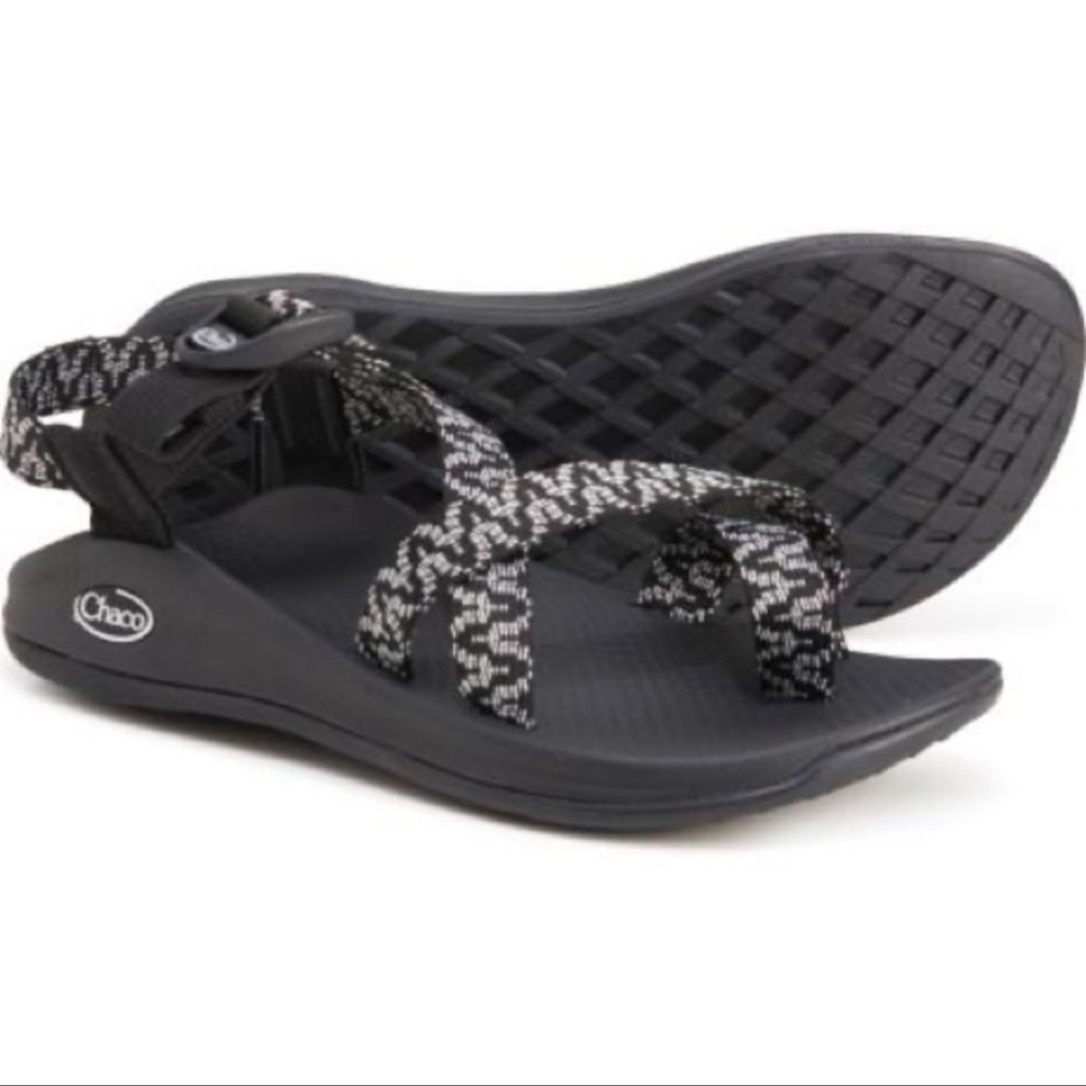 Chacos Z Boulder 2 Black White Zig Zag Strappy Sandals Size 6
